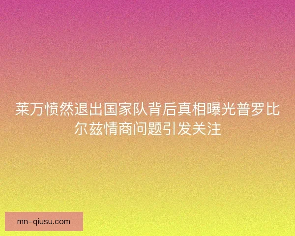 莱万愤然退出国家队背后真相曝光普罗比尔兹情商问题引发关注